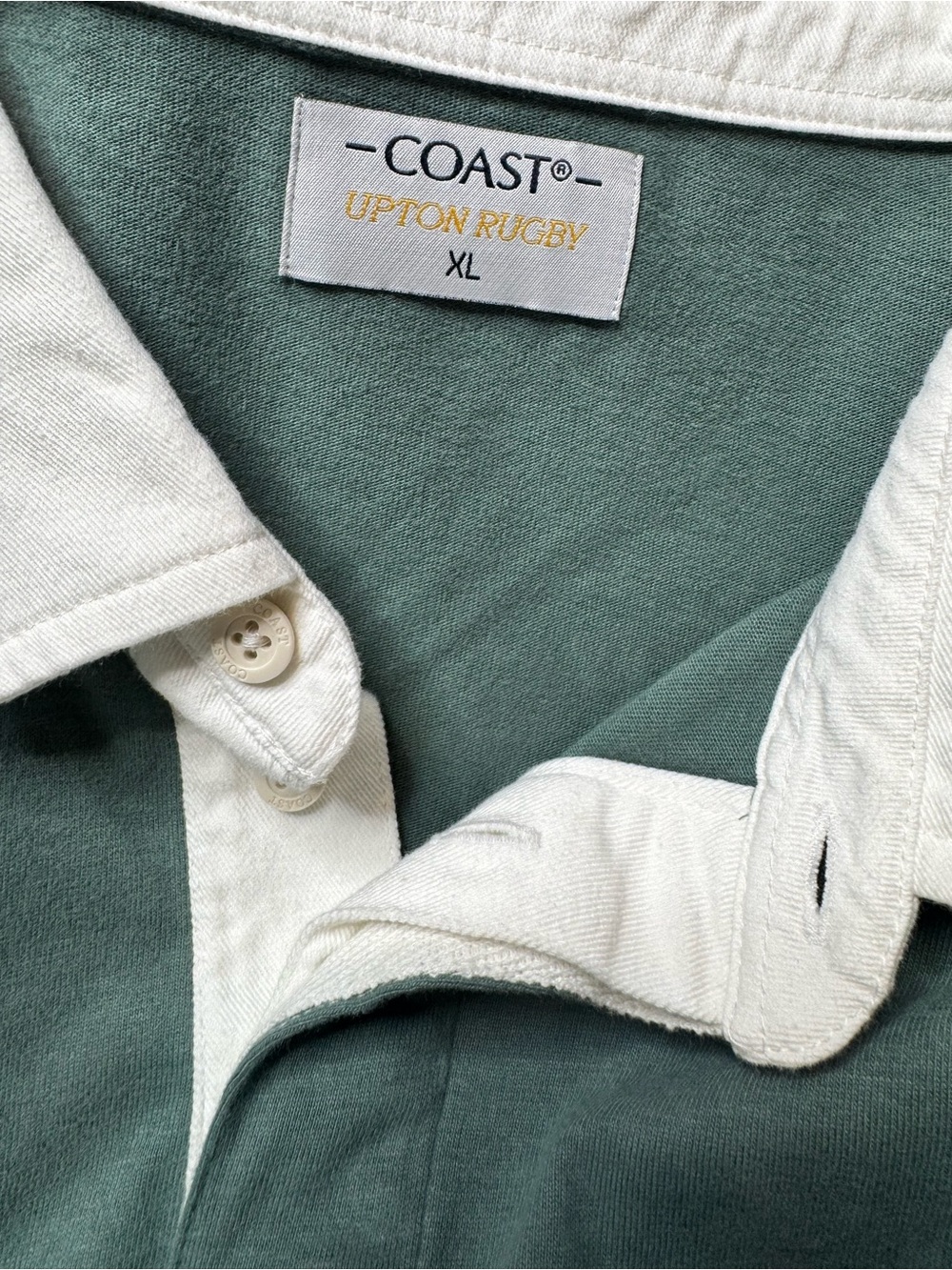 Coast Upton Rugby Shirt in Silverpine Green and Bone White - Picture 2 of 8